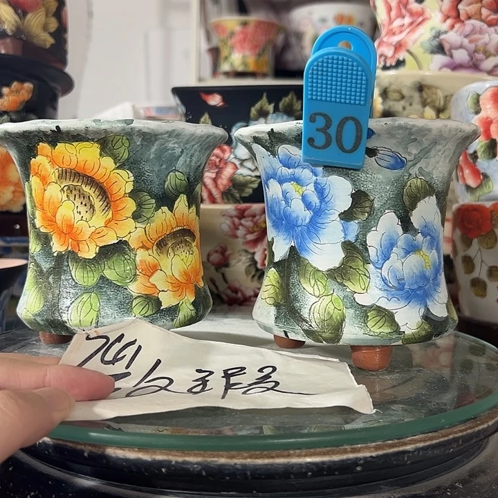 景德镇幸运花盆手绘韩式花盆