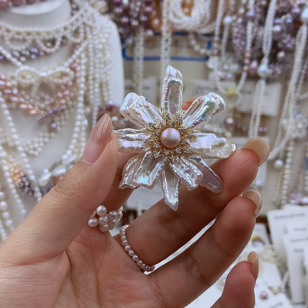 项链银S925镶嵌淡水珍珠