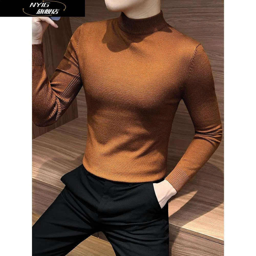 NYIG半高领毛衣男士秋冬款2025新款高级感保暖内搭时尚针织打底衫