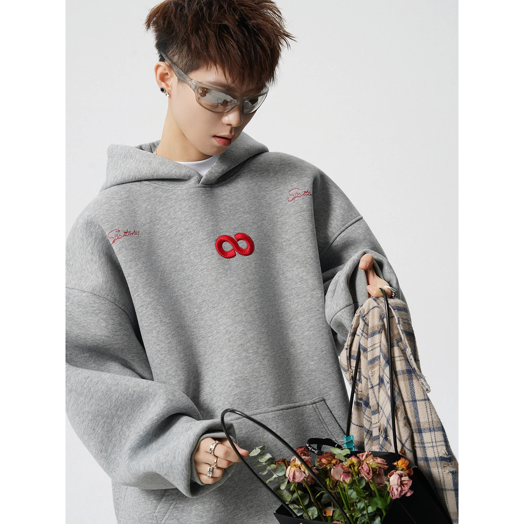 秋冬季卫衣长袖刺绣连帽情侣潮流秋冬撞色字母刺绣卫衣