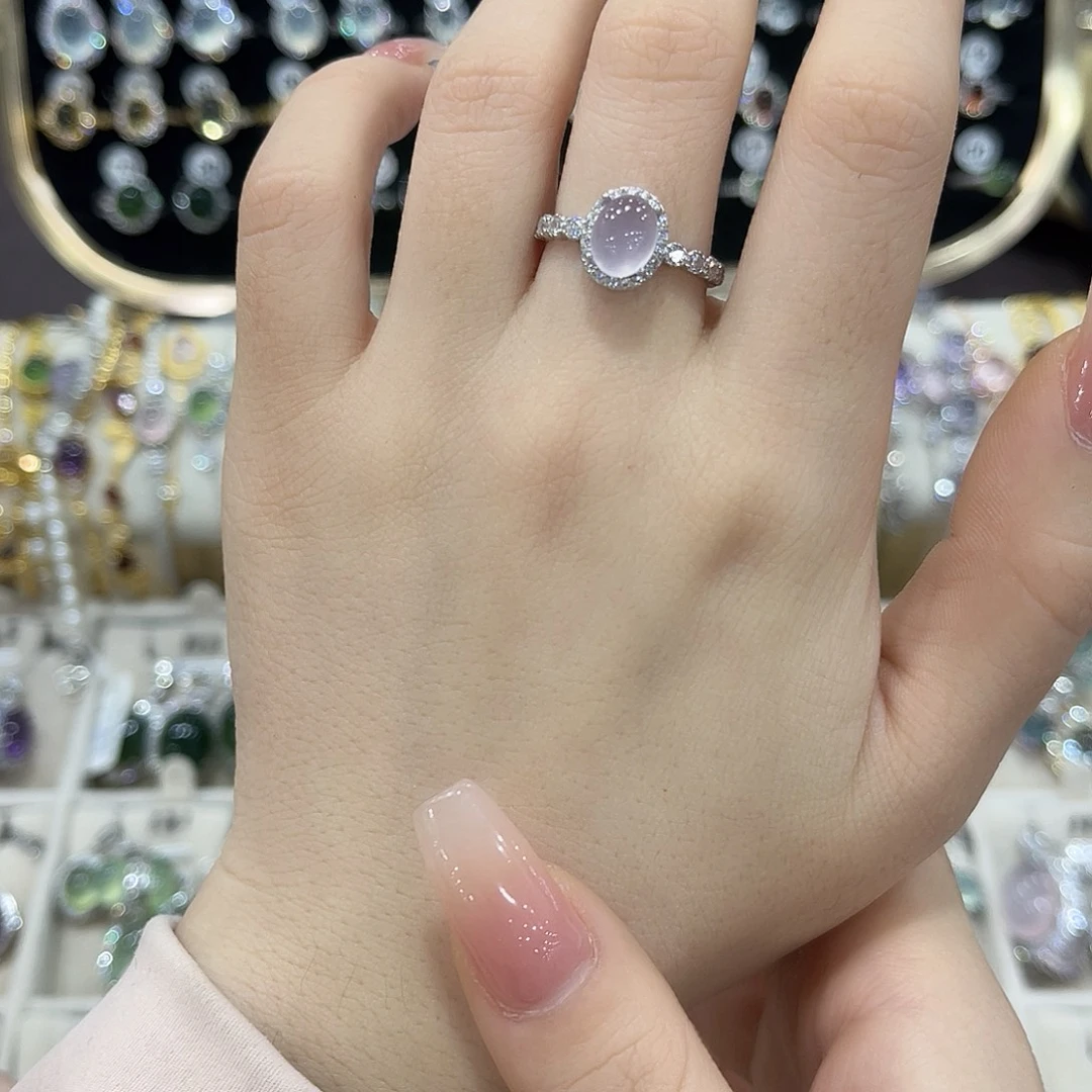 蛇纹石玉银S925镶嵌戒指