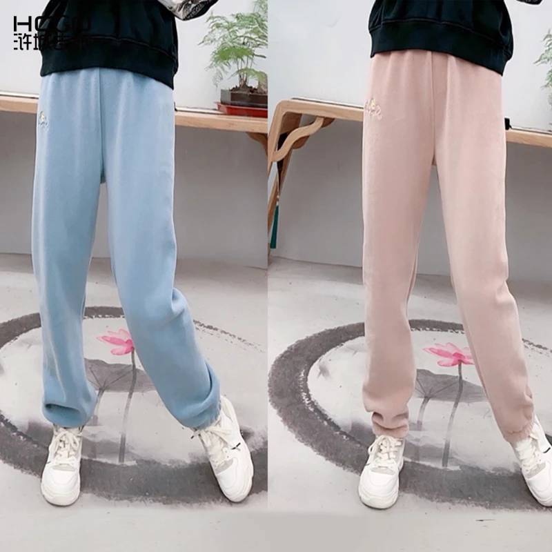 浒城古娘秋冬加绒运动时尚气质保暖长款束脚通勤休闲裤-129063002