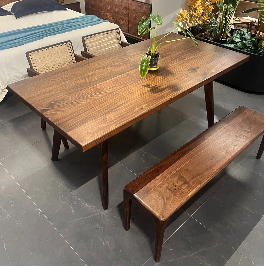 【门店高货】北美黑胡桃木大板餐桌茶桌书桌茶台全实木全原木长方形