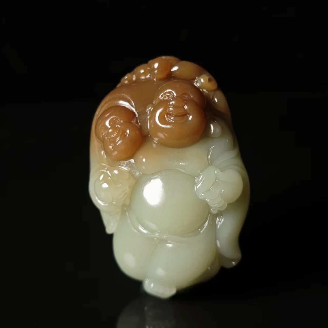 lot6995 双福临门 和田玉糖白玉 62.8*40.2*21.9mm 83.5g