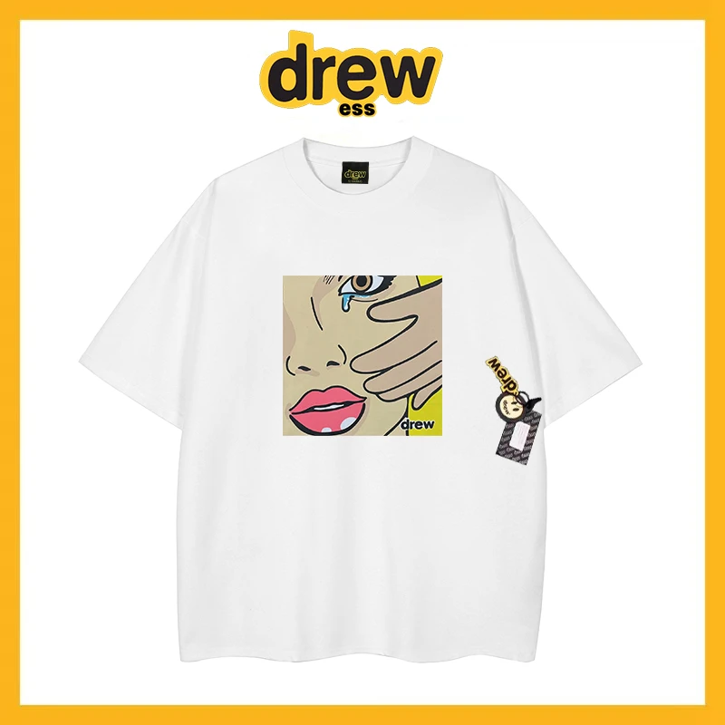 【官方正品】drewess SS25笑脸T恤男女夏季漫画流泪印花舒适短袖T恤
