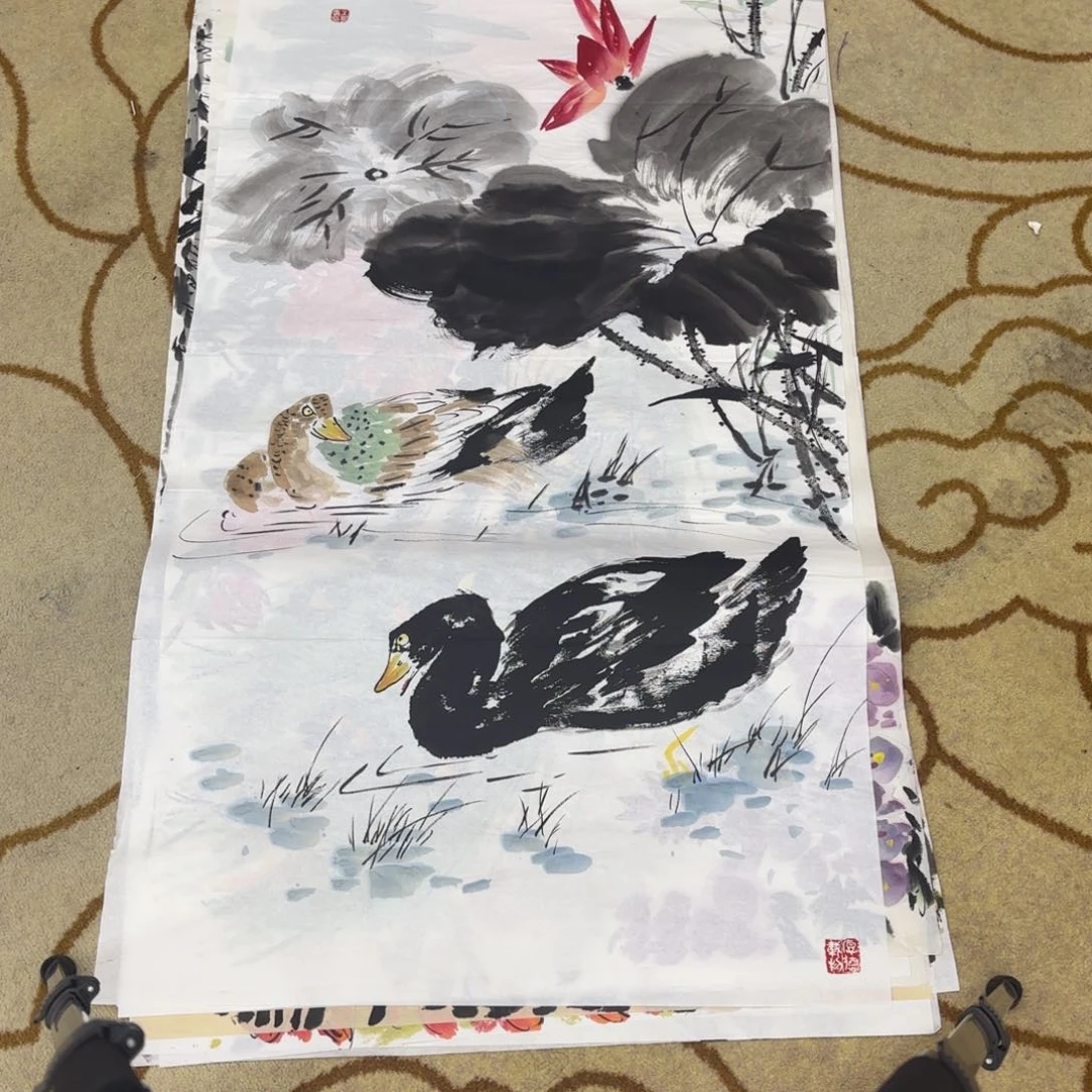 国画四尺花鸟作品童