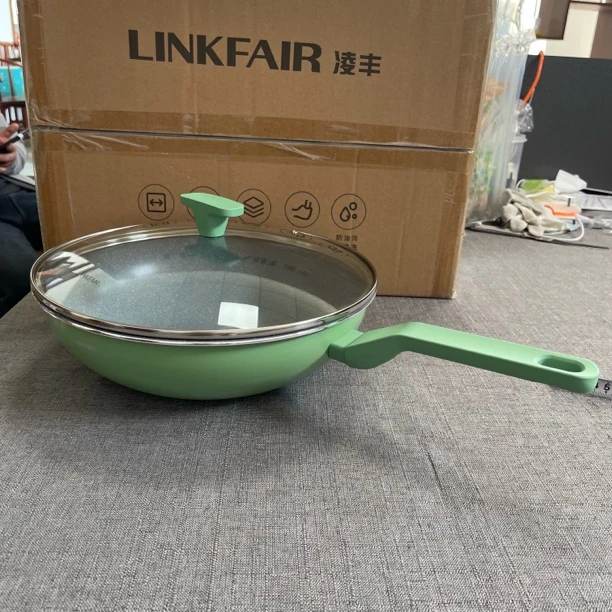 凌丰骑士系列30厘米健康不粘炒锅［绿］
