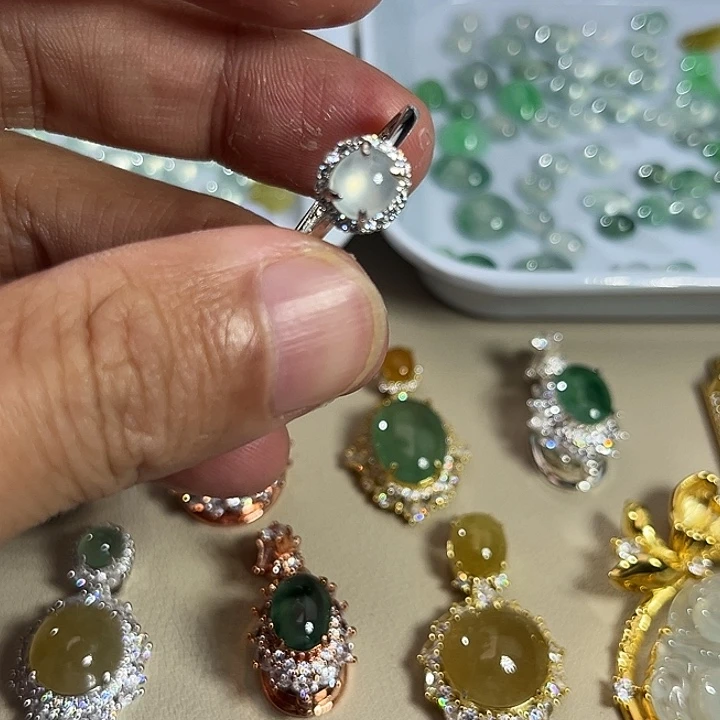 翡翠银S925镶嵌戒指