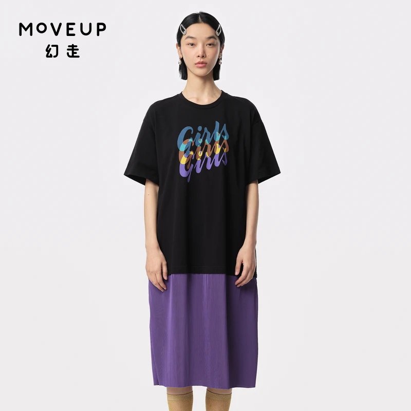 MOVEUP幻走2024夏季新款.FUN 假两件圆领印花针织连衣裙324211302