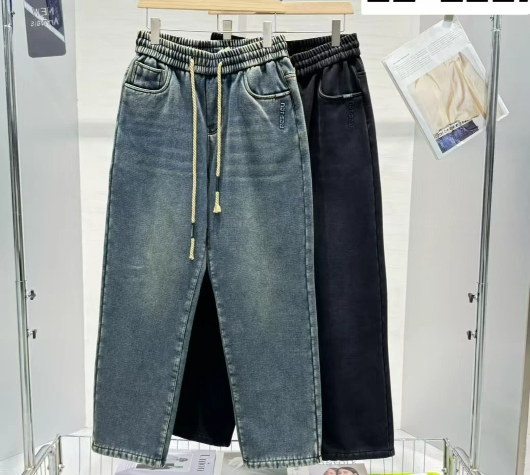 冬季男士加绒加厚休闲直筒裤牛仔裤6331