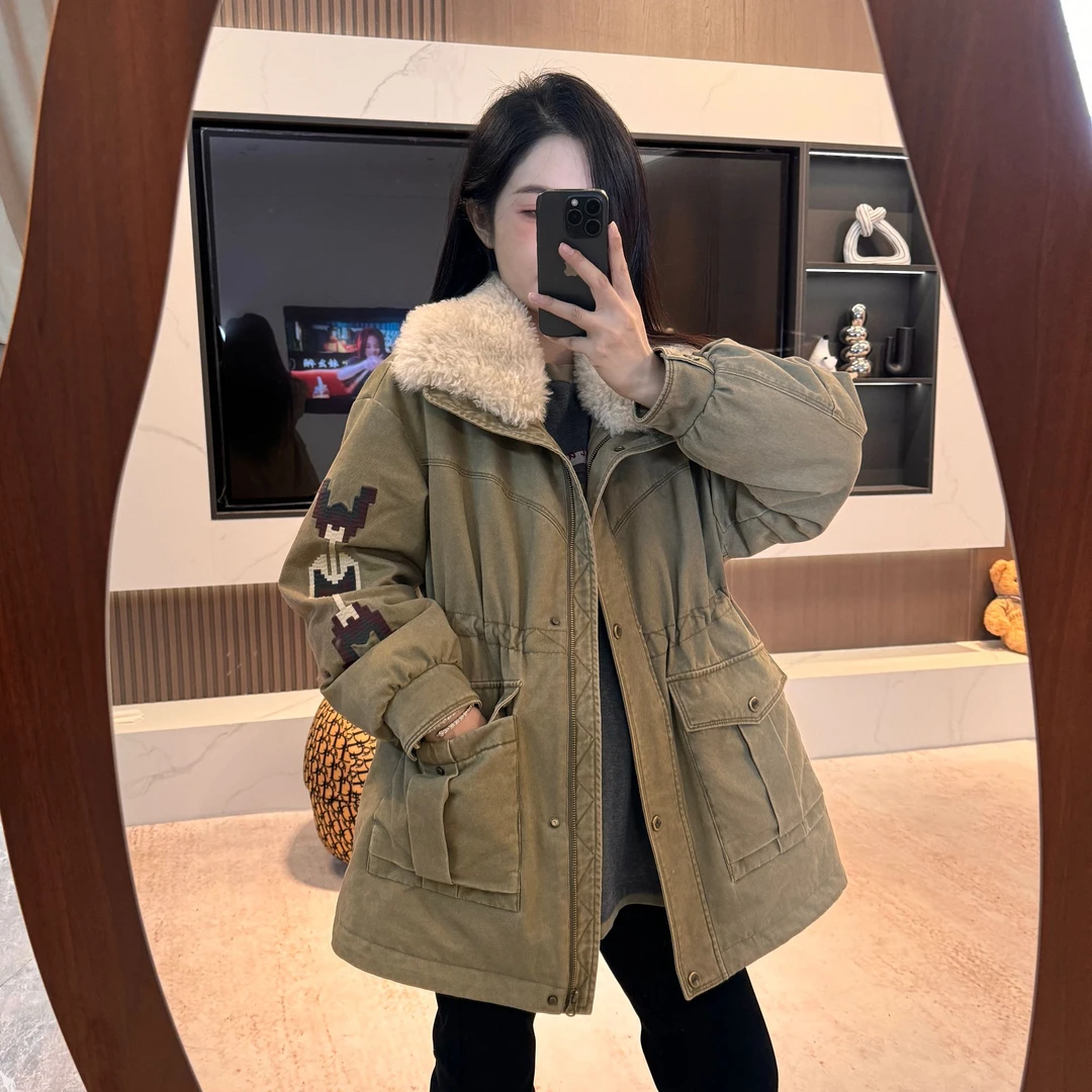 宿慕SUMU重工羽绒派克服毛领可拆2025新款冬工装风羽绒服女装2129