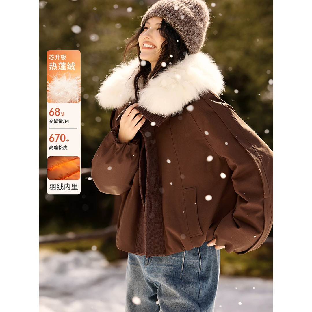 XWI/欣未【温暖狐狸毛短款羽绒外套】2025冬新款狐狸毛羽绒外套0404