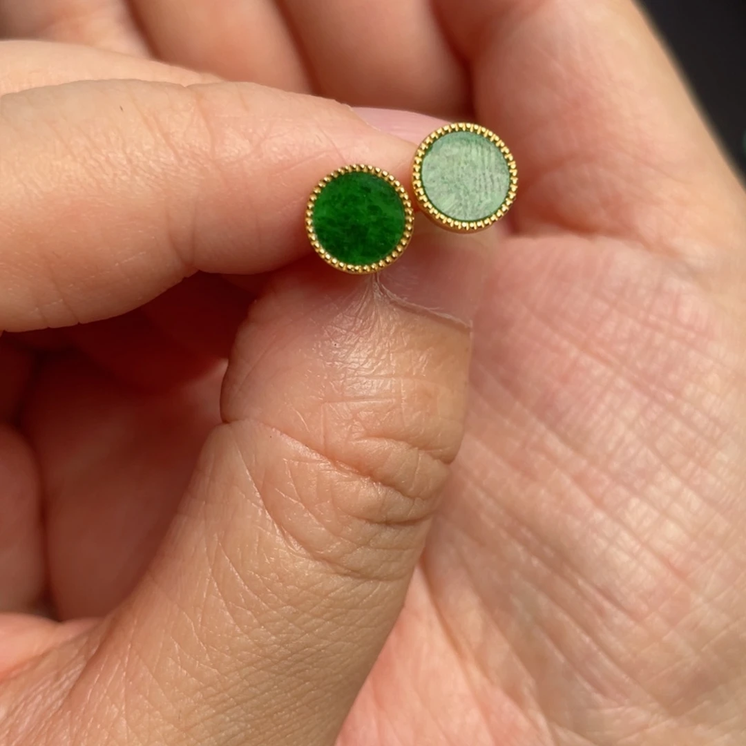 春***语翡翠银S925镶嵌颈饰耳钉