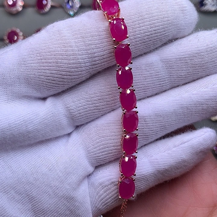 手链红宝石银S925镶嵌