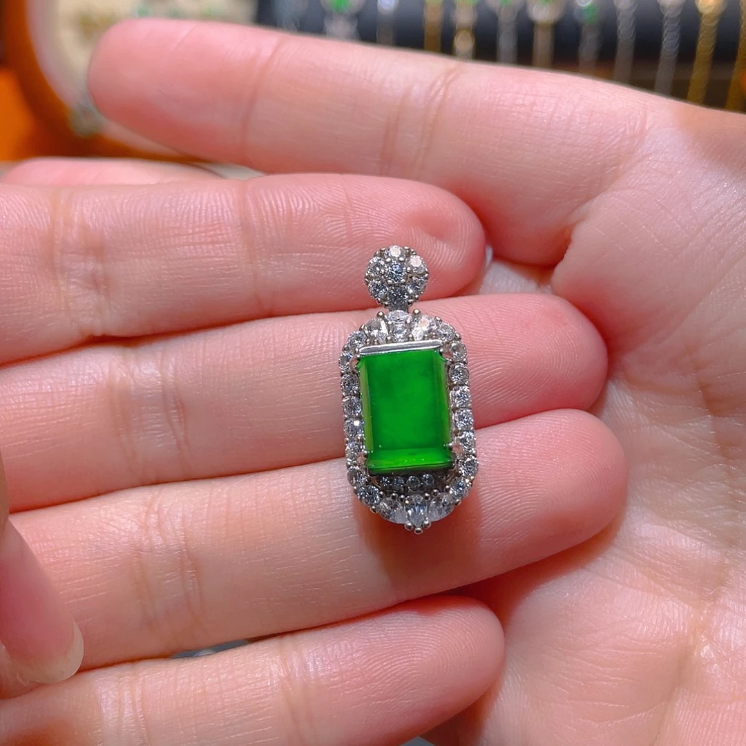 翡翠银S925镶嵌吊坠(不含链)