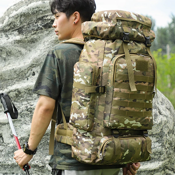 识易 | 背包80L露营户外战术男士牛津布背包登山包徒步双肩包迷彩