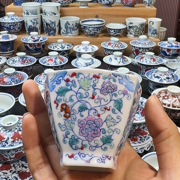 斗彩四方杯子杯子杯子