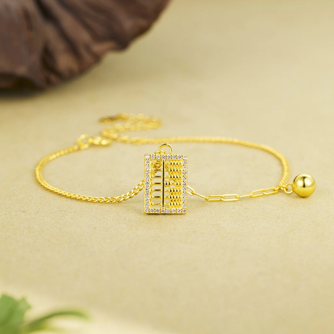 足银手链 算盘手链 女时尚复古小众新中式国潮转运珠手环