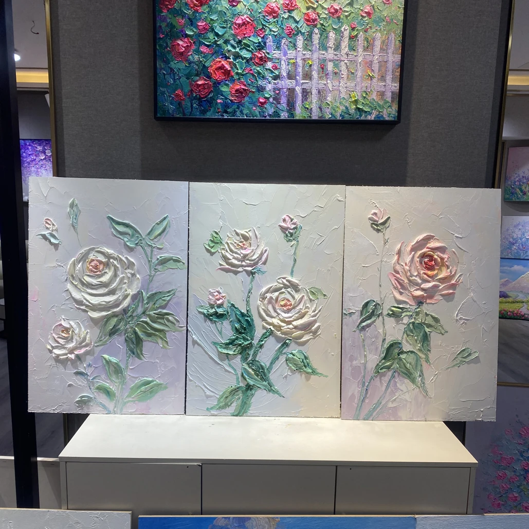 （厚油花卉）纯手绘油画装饰画入户走廊玄关挂画