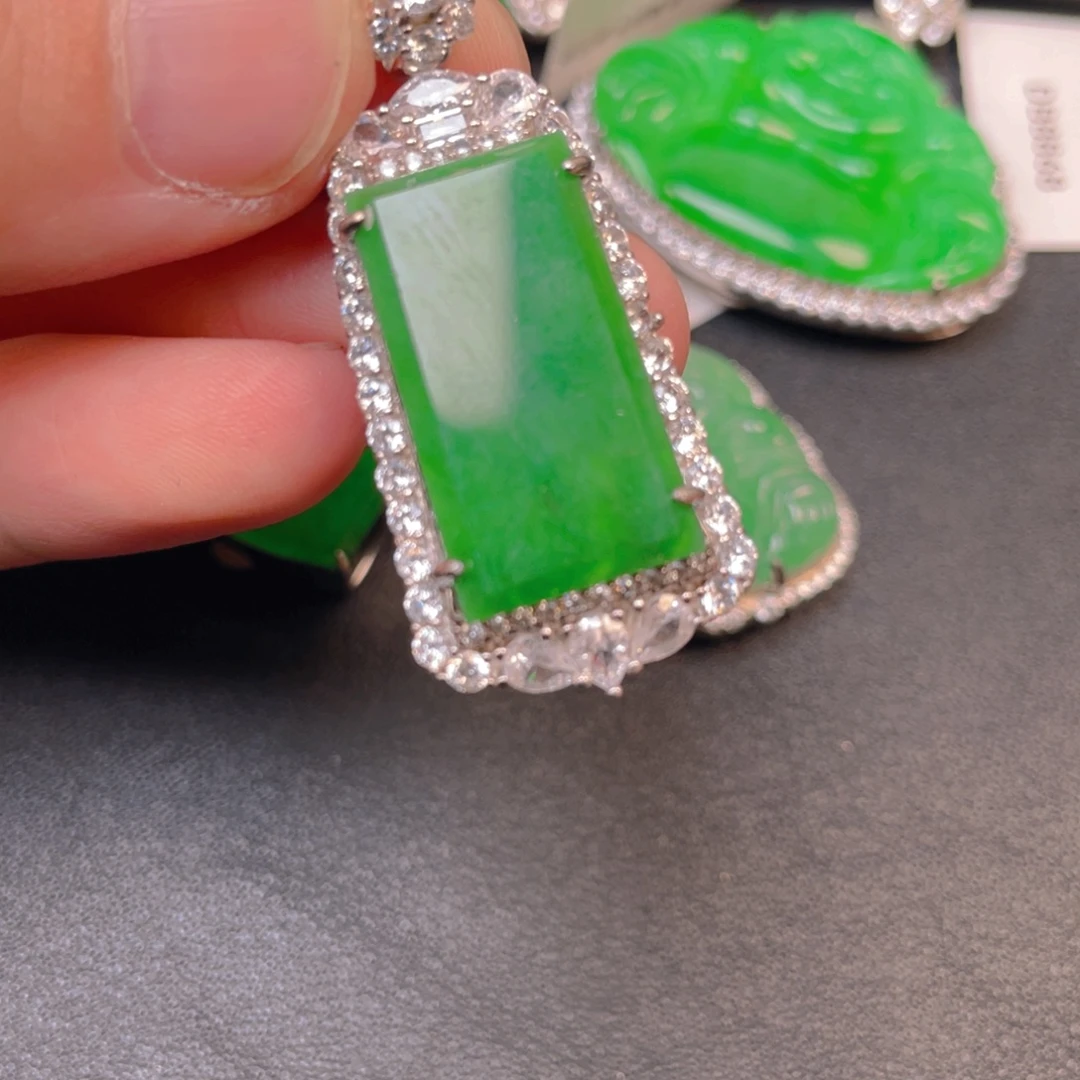 翡翠银S925镶嵌吊坠(不含链)