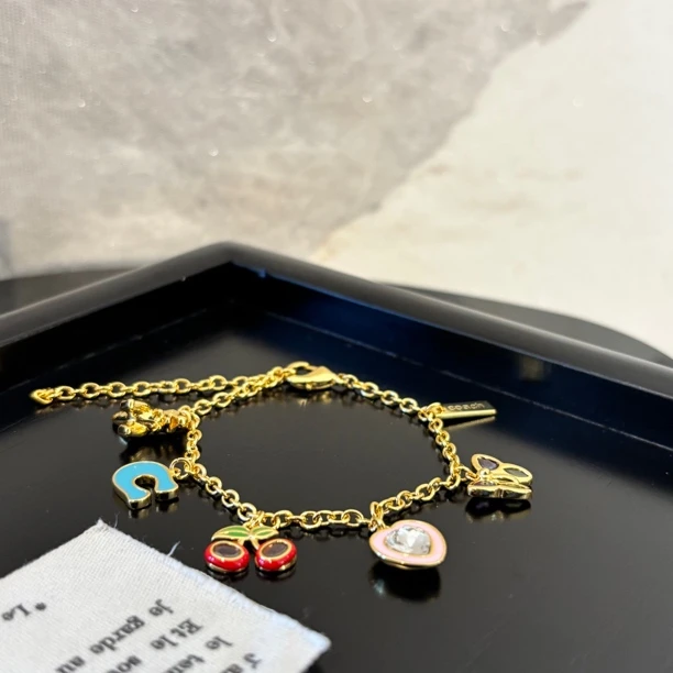 铜合金合成锆石手链 恐龙蝴蝶樱桃手链SL1992