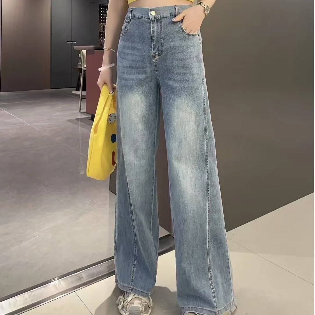 春季牛仔拖地裤-甜 3682时尚潮流显瘦百搭洋气胖MM大码女装新款