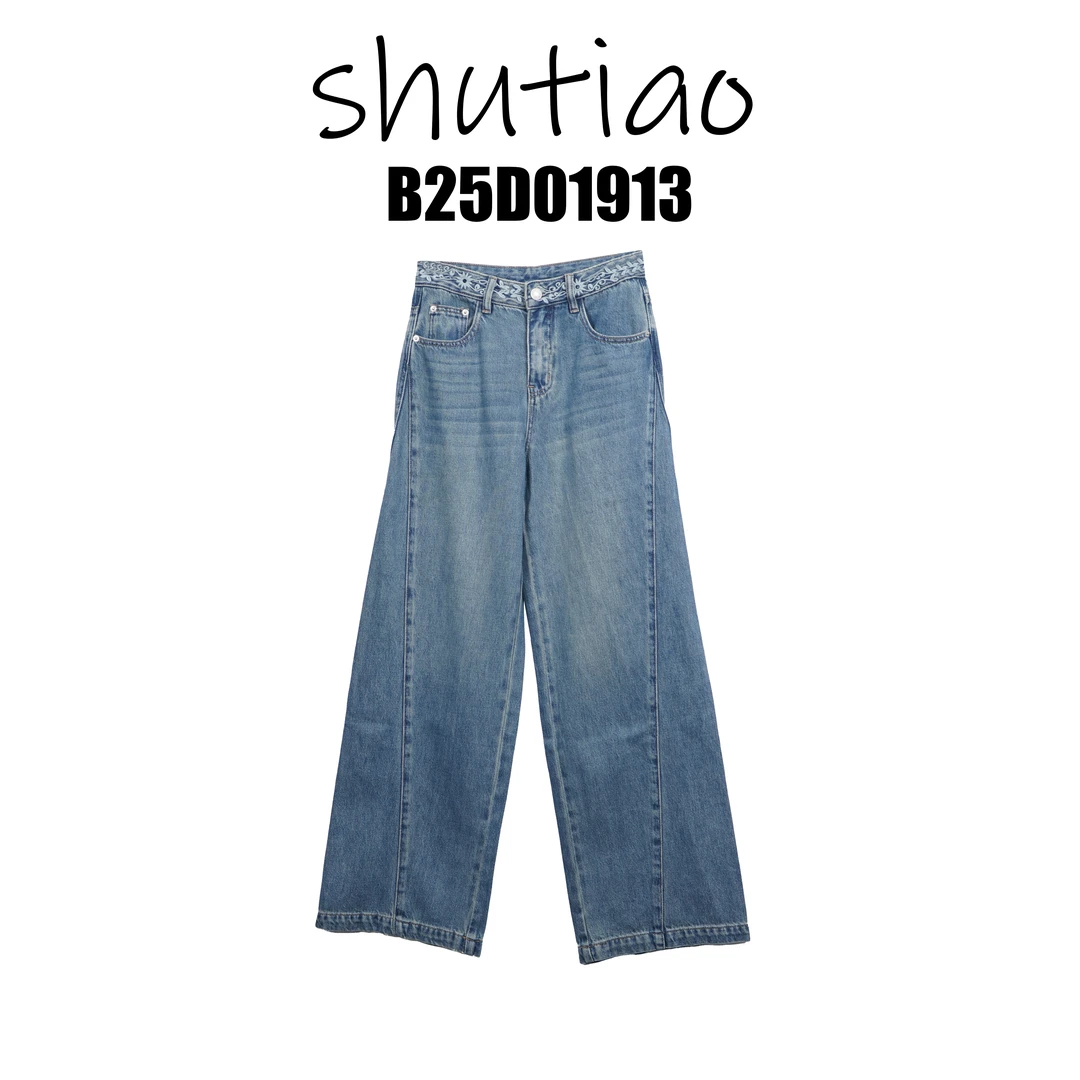 【SHUTIAO】2025夏季:新款小众设计款牛仔裤B25D01913