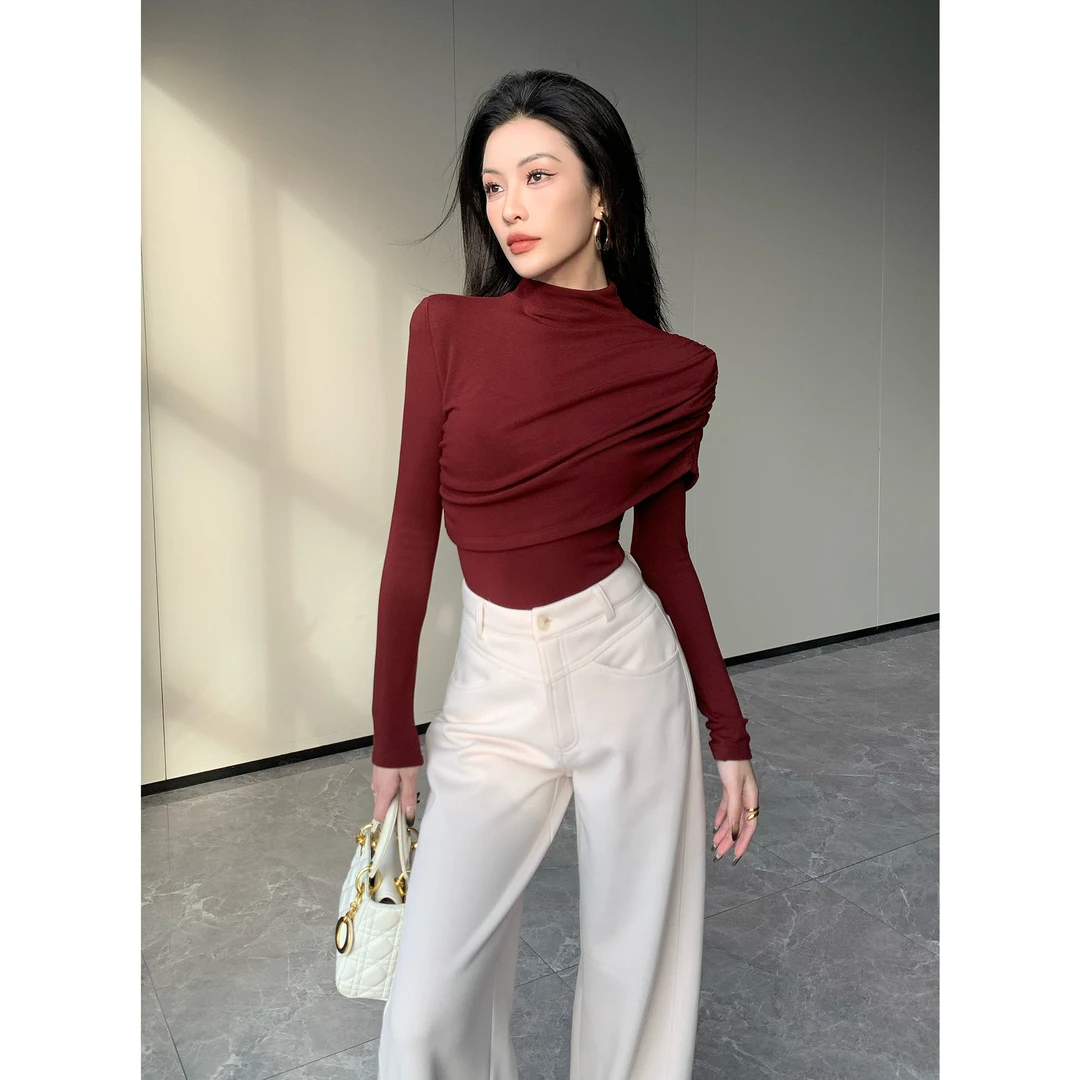 JIJINQI时尚气质百搭长袖秋冬半高领修身秋冬针织衫女JC12SZXL428