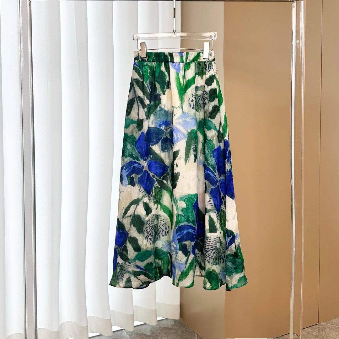 2025油画女装半身裙印花时尚优雅自然轻奢半身裙女3172