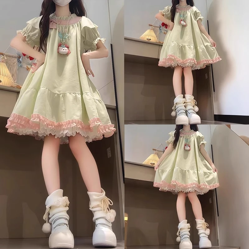 童装女童2025新款女孩夏季甜美休闲网纱裙儿童夏装韩版可爱连衣裙