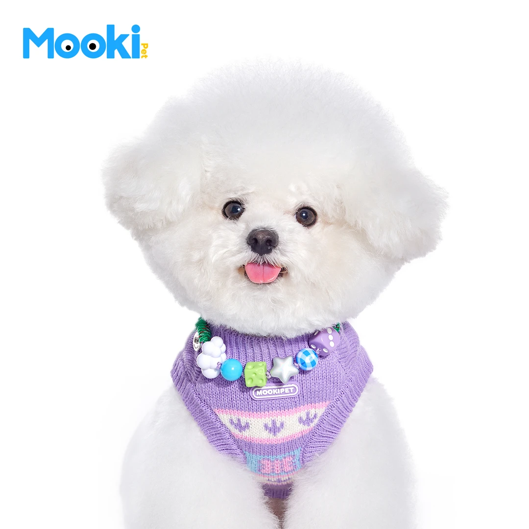 mookipet宠物狗狗猫咪比熊项链马尔济斯小型犬秋冬饰品彩色项圈