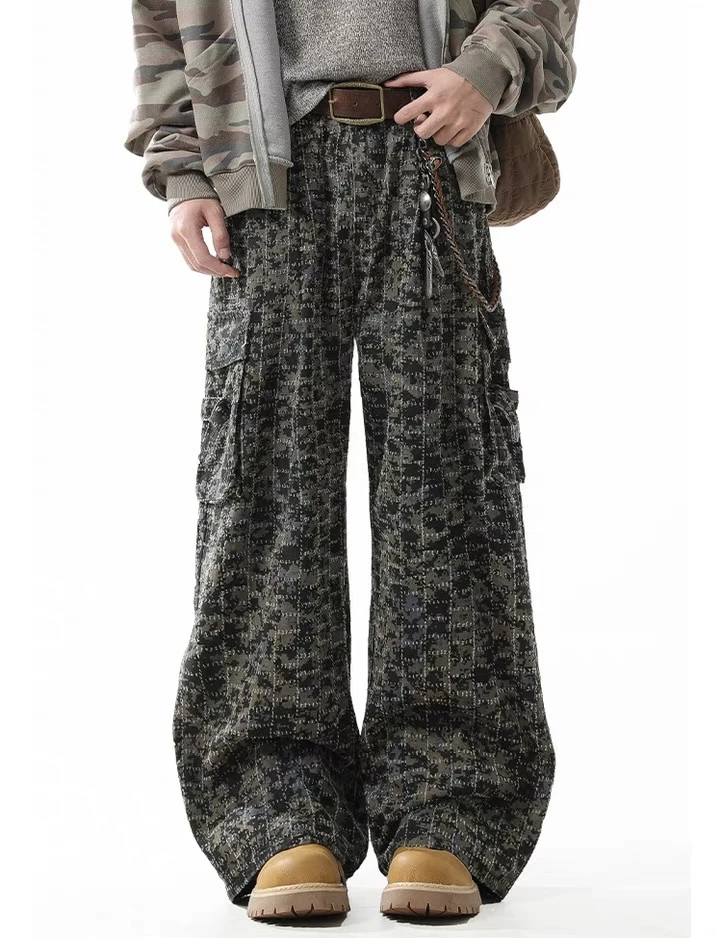 质感顶爆！某保169！重磅水洗定制勾沙面料口袋工装迷彩裤男女同款