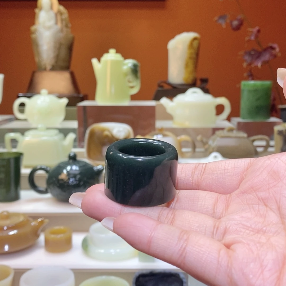 未镶嵌和田玉把件和田玉青玉扳指22mm