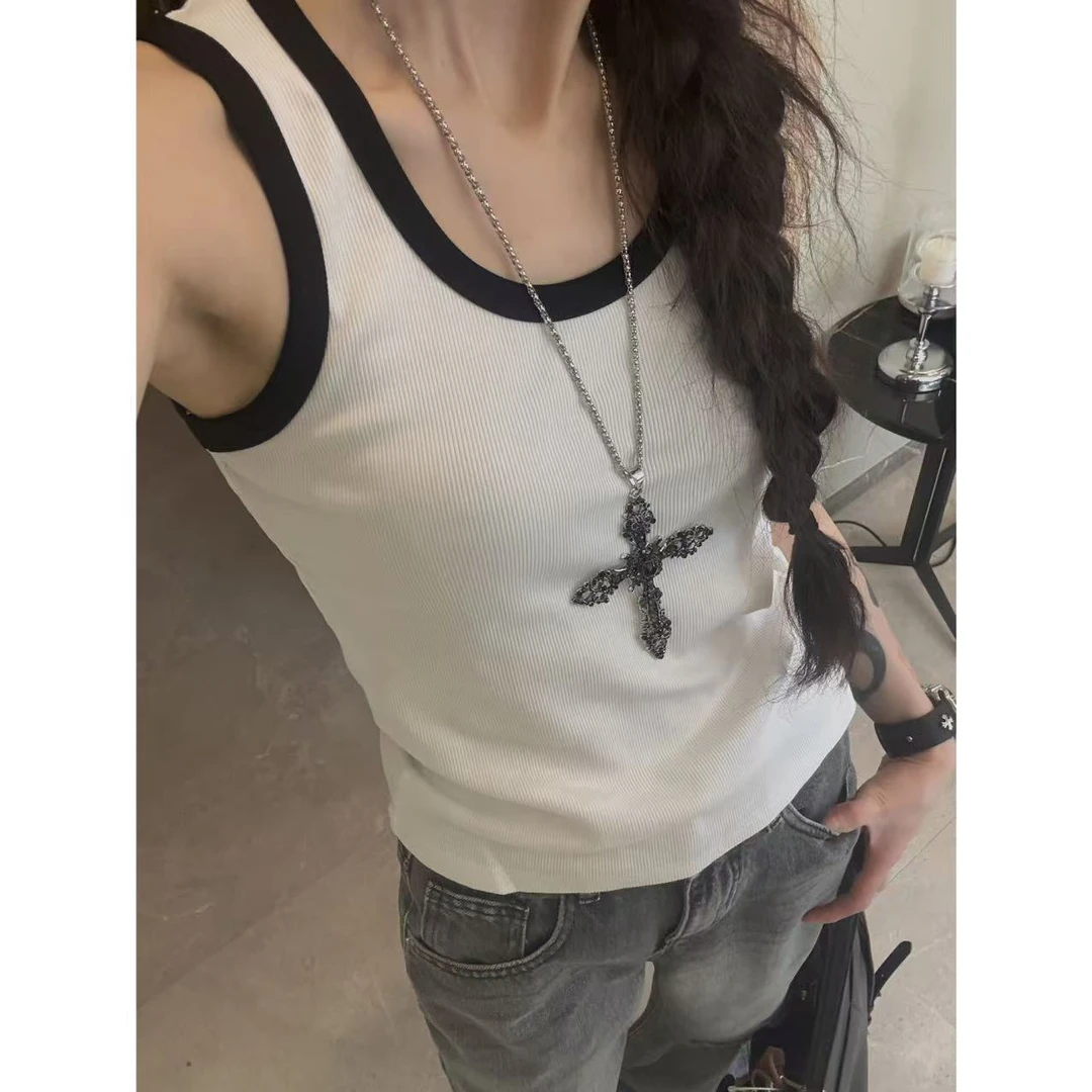 2025夏季新款 撞色运动打底背心无袖T恤 净版修身舒适外穿上衣