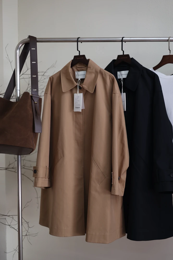 见暖-百搭丝棉长款气质休闲A字女士风衣