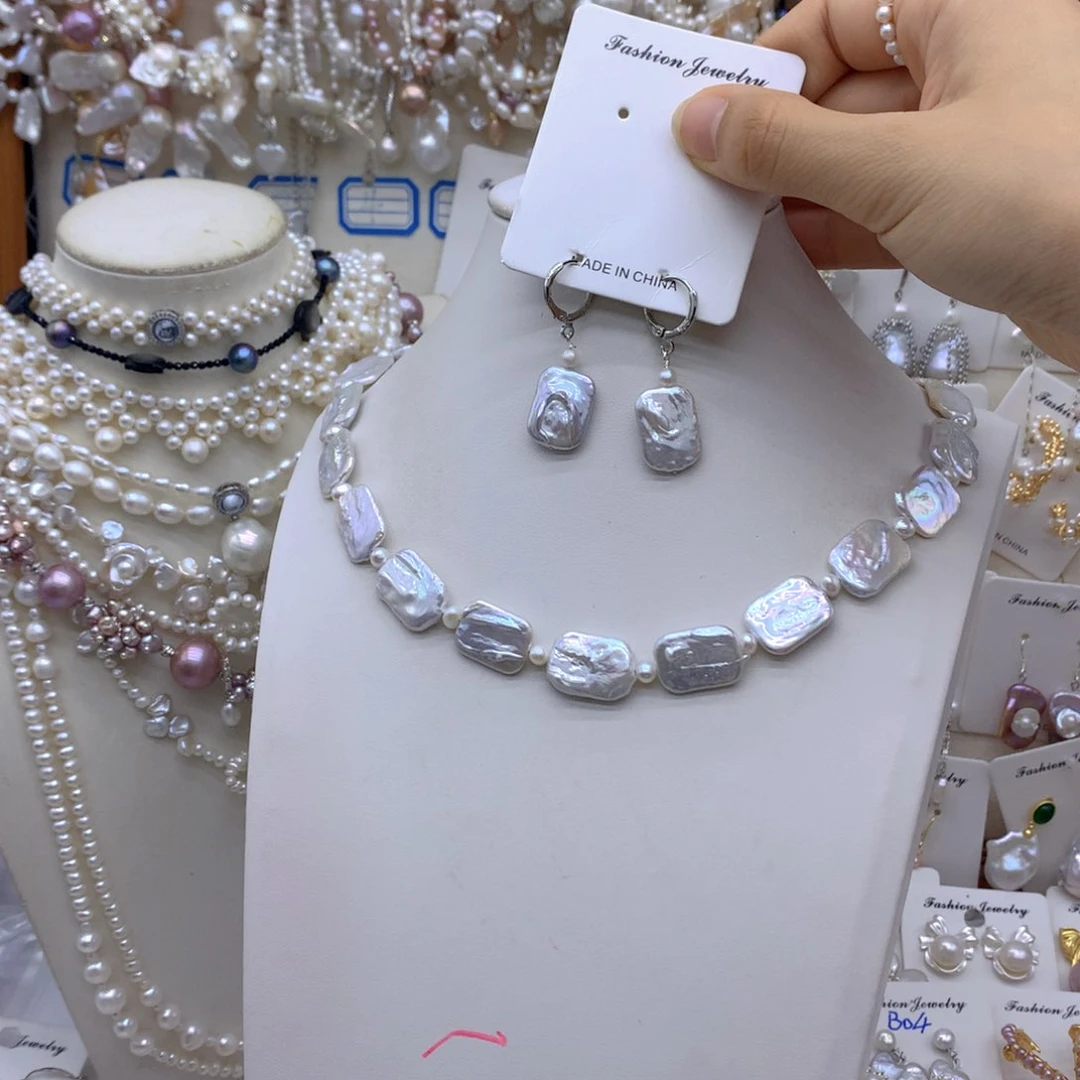 合金淡水珍珠耳饰项链