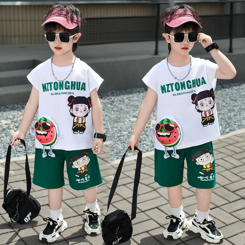 男童夏装套装2025年款宝宝夏季薄款衣服哪吒儿童服装潮酷痞帅童装