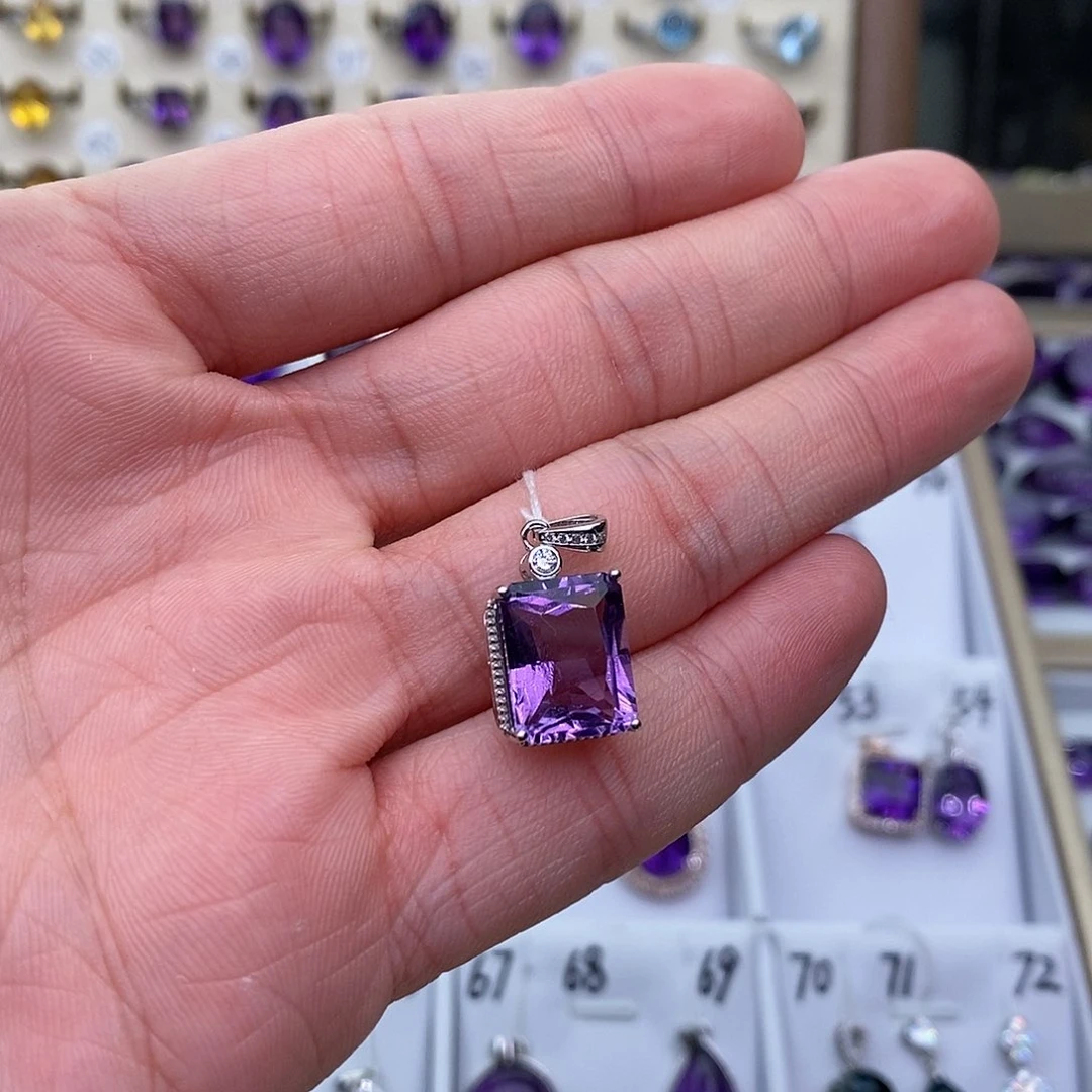 紫晶纯天然无优化紫水晶银S925镶嵌解*