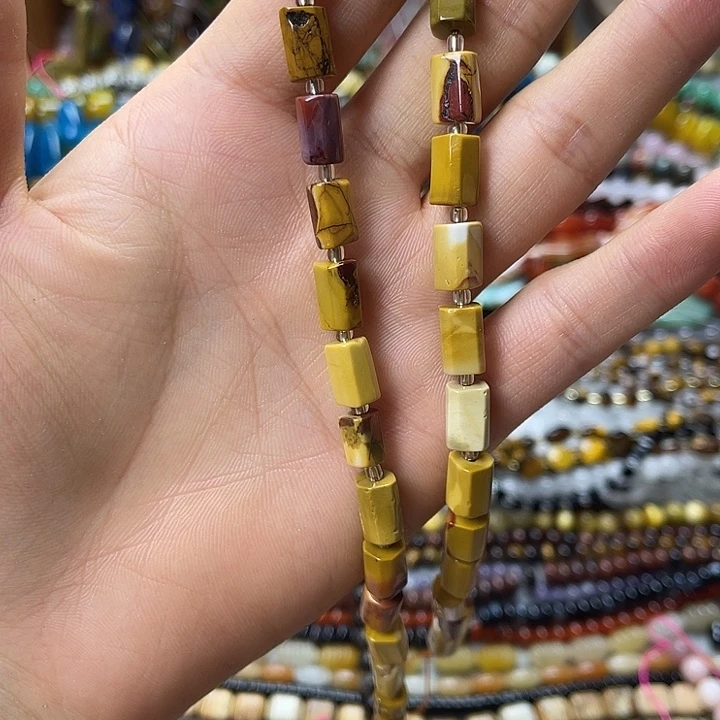 玛瑙/玉髓合金珠宝半成品7×10蛋黄石柱子一条