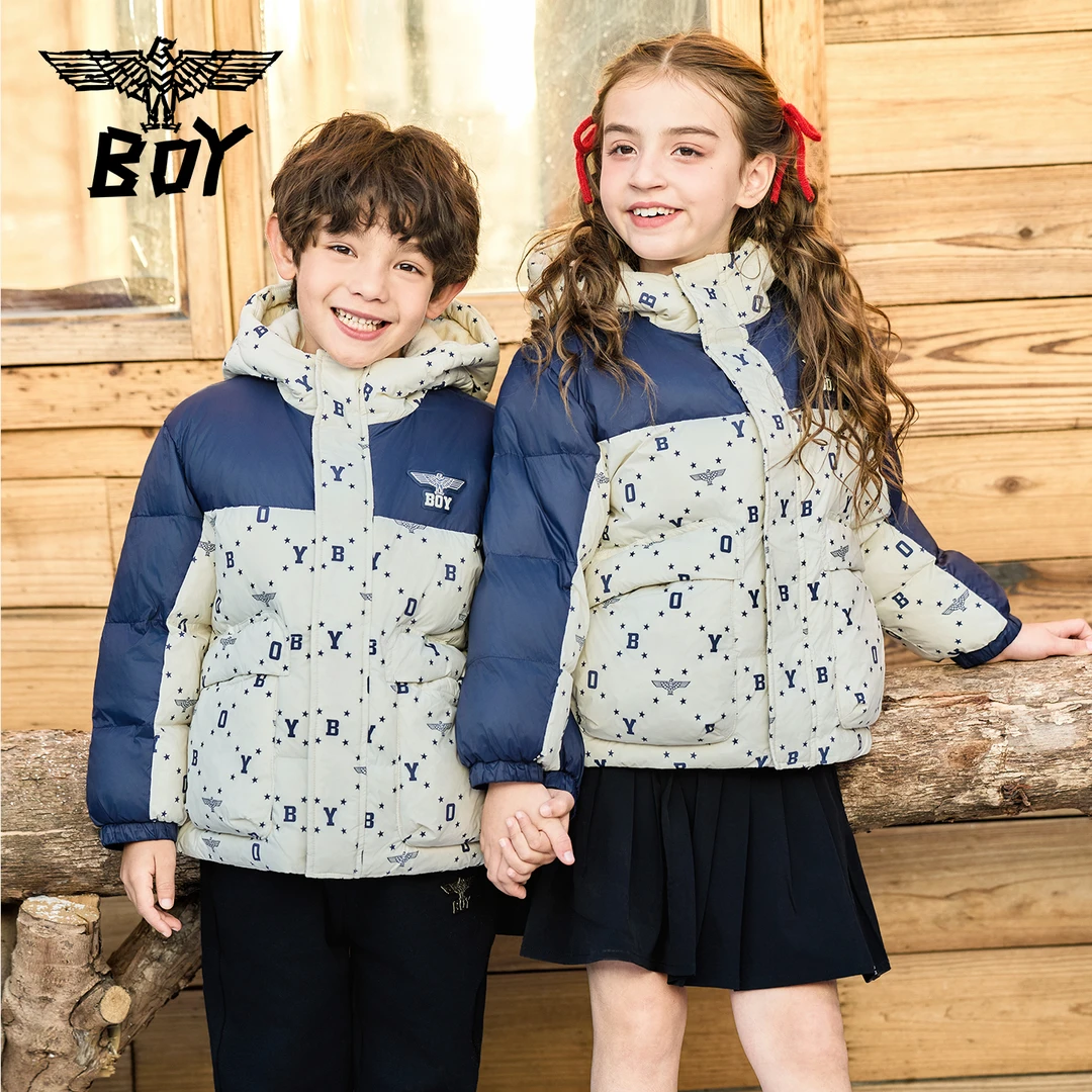 BOY JUNIOR女童冬季加厚保暖棉服夹棉上衣毛绒棉衣 藏青色 110