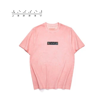 腰果花做旧夏季圆领粉色T恤短袖【S码】