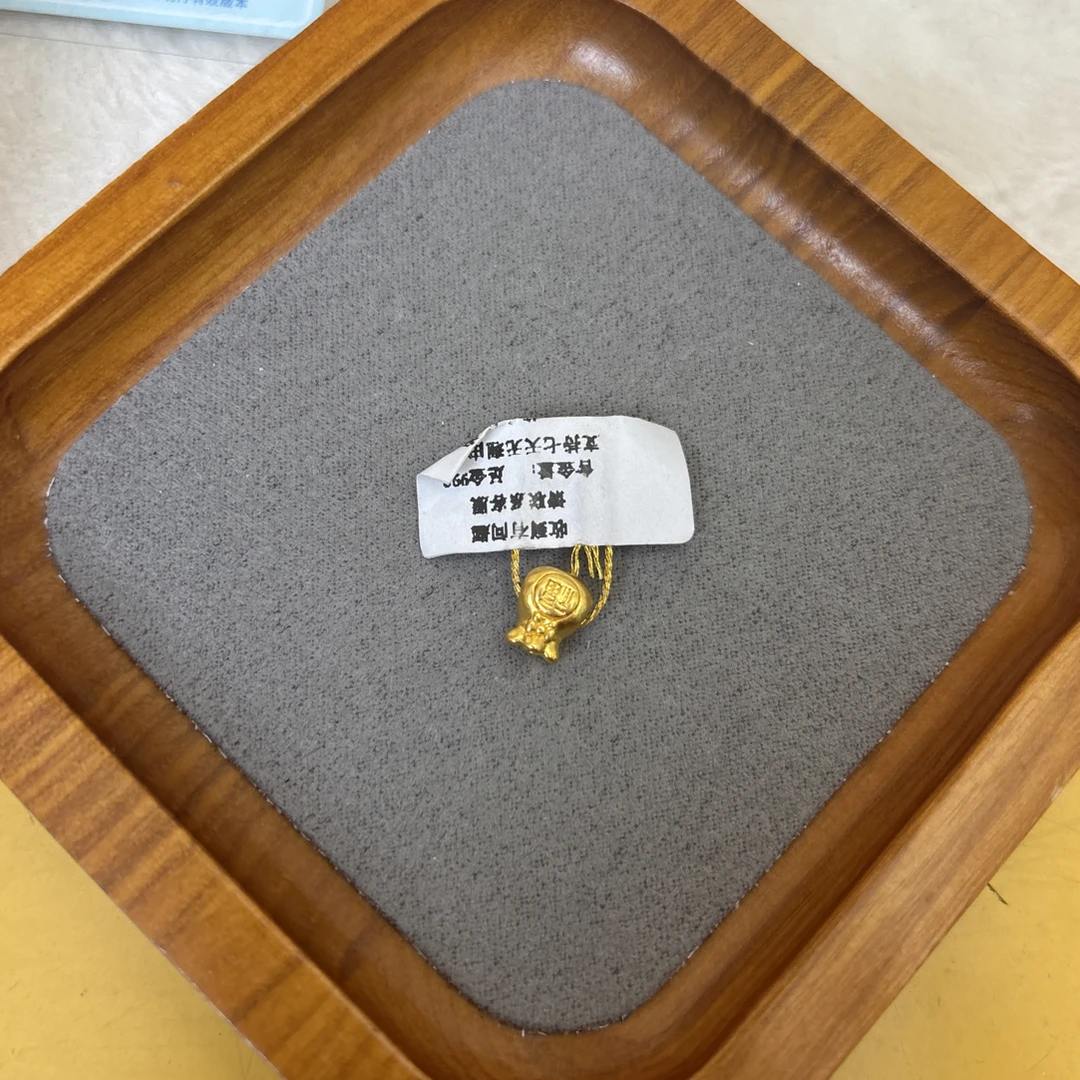 B019通孔小福袋足金999黄金配件