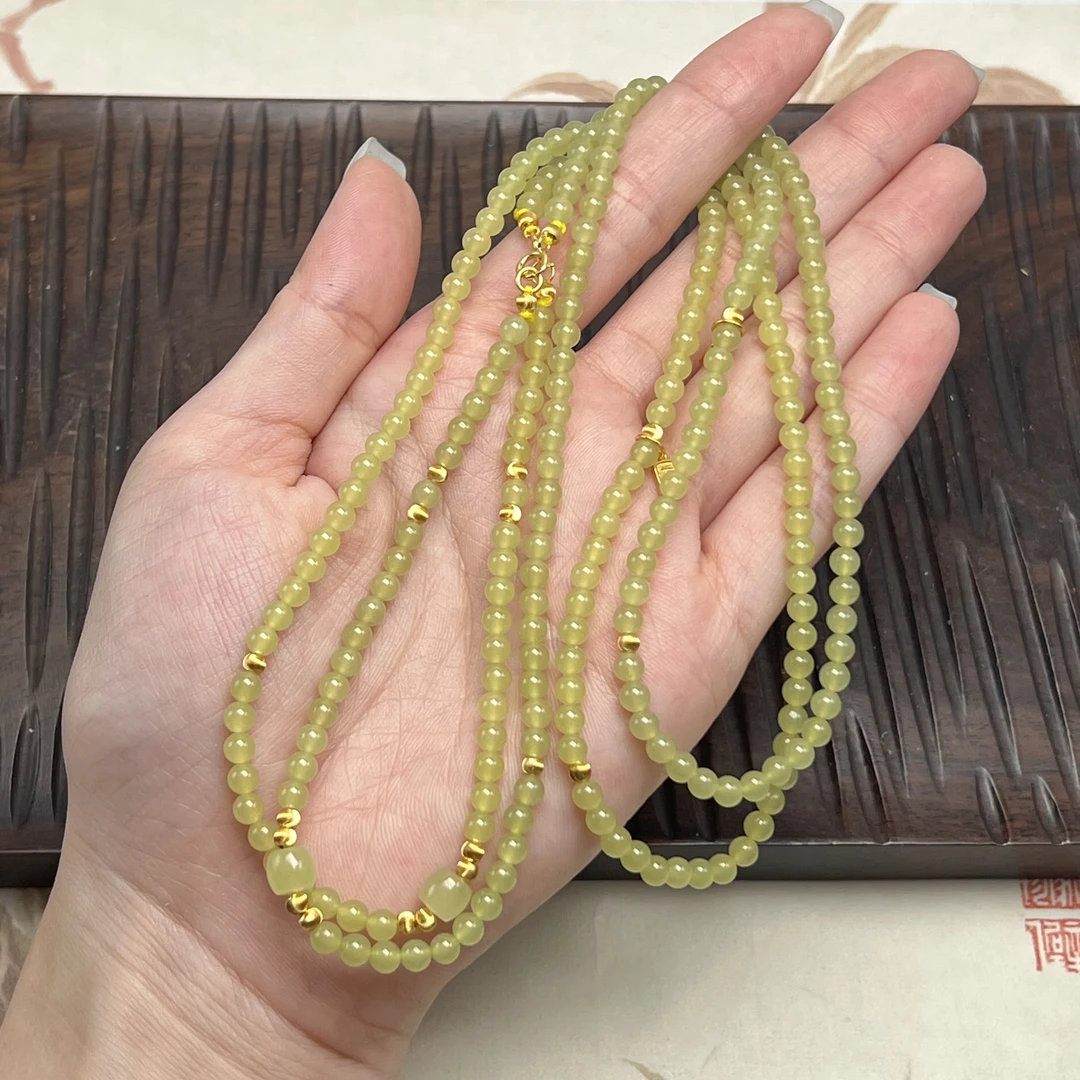 【北野珠宝】天然和田玉黄口项链-B237H-20多样性发一4mm+