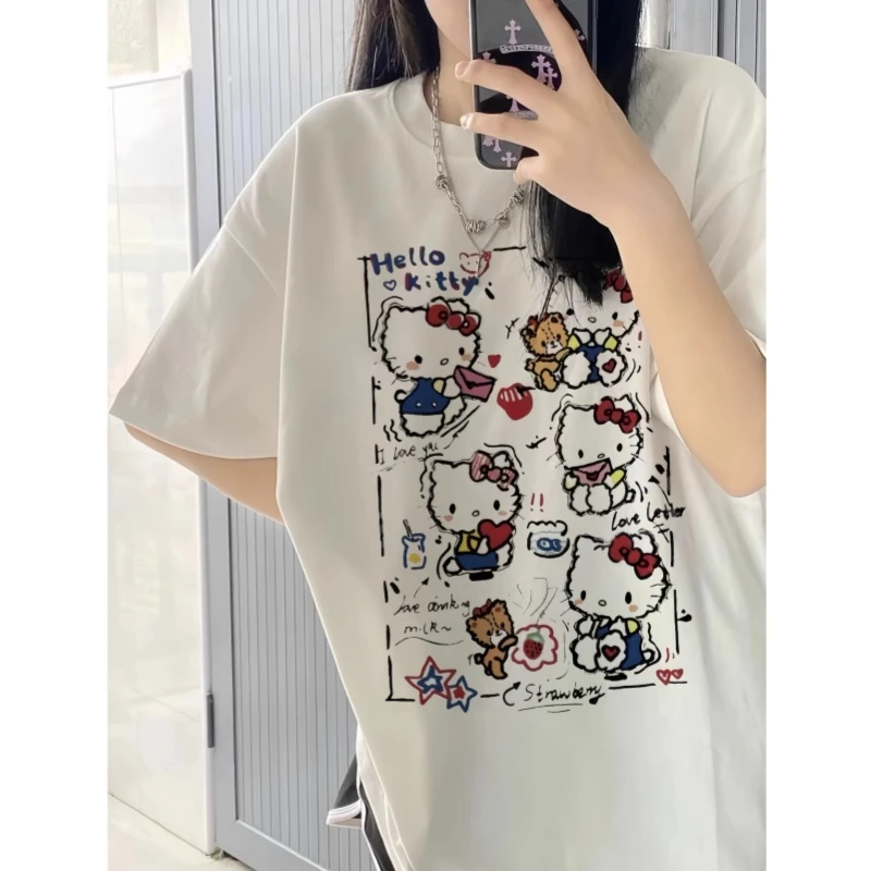 女2025夏季欧货洋气甜美可爱kt猫短袖T恤chic别致独特超好看上衣