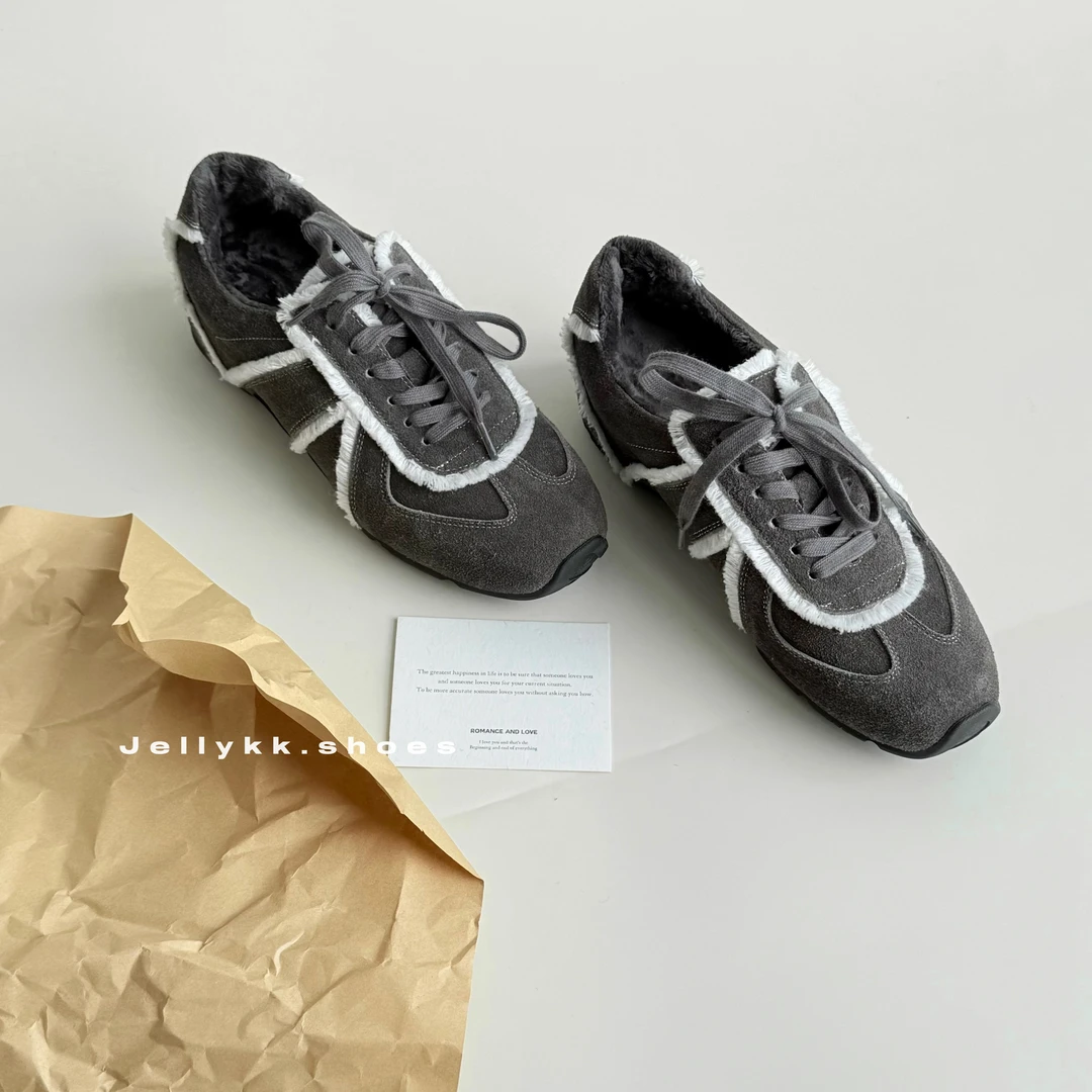 【Jellykk】4cm博主风ins设计师款百搭冬季加绒圆头内增高休闲鞋