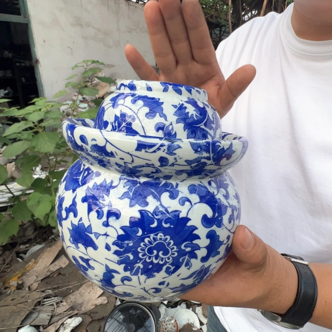 瓷片景德镇陶瓷青花泡菜坛一个