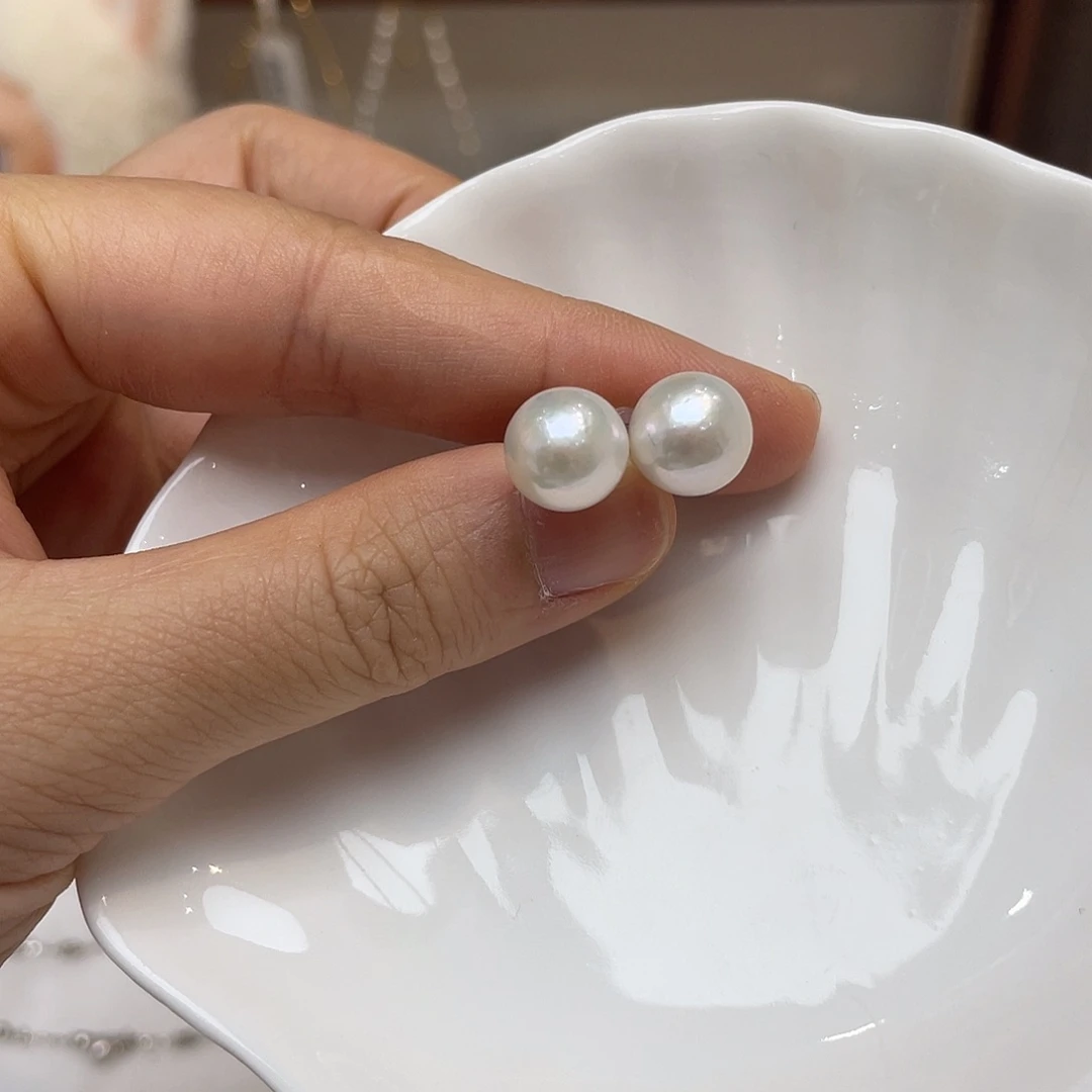 银S925镶嵌耳饰淡水珍珠