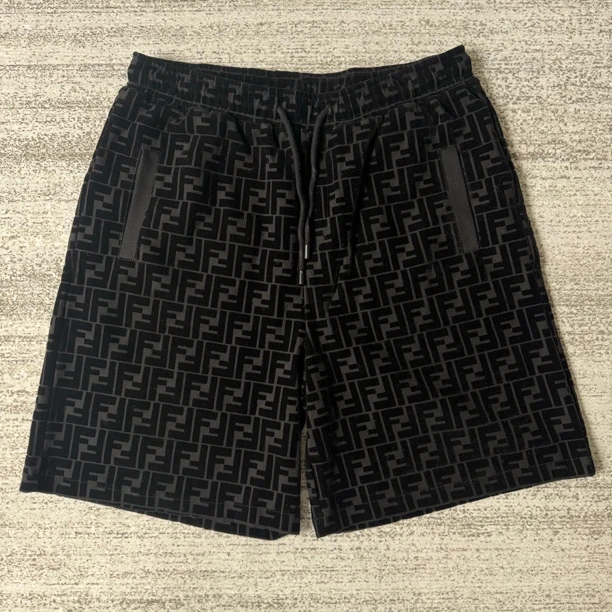 99新 FENDI/芬迪 双F满印植绒短裤/50码#6542