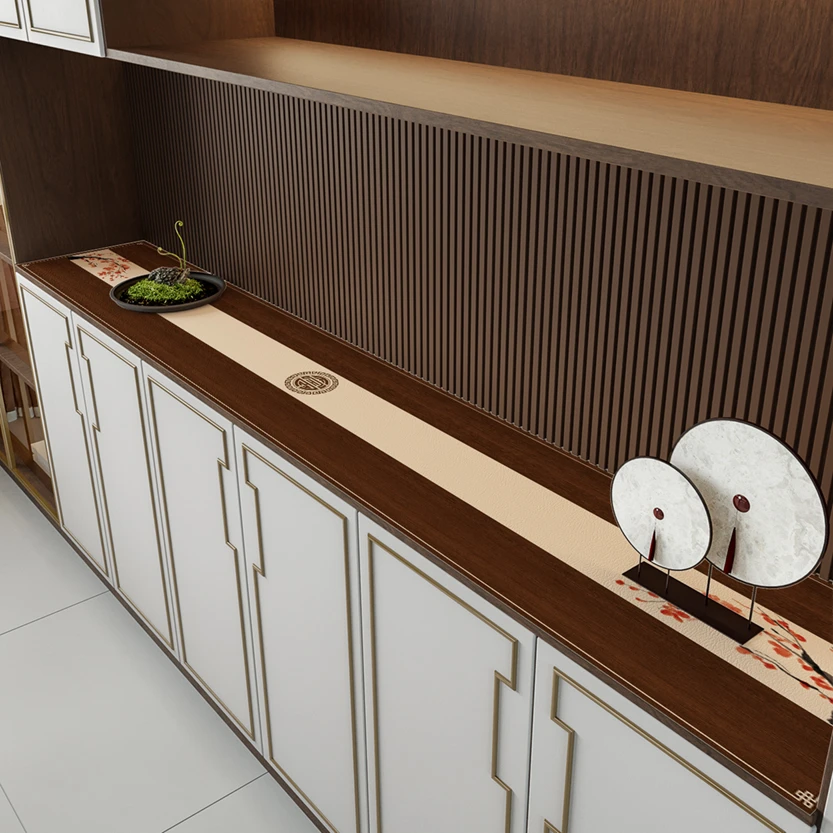 新中式风轻奢电视柜垫防油防烫免洗玄关鞋柜餐边柜长条台面保护垫