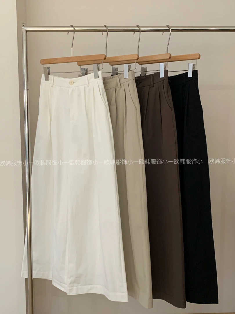 【XYJ】春季时尚百搭半松紧腰阔腿裤F1353-1